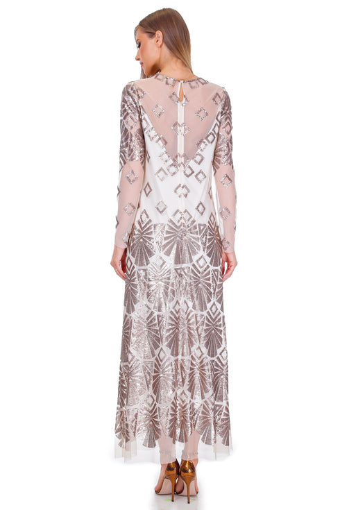 Rochie tull bej cu paiete  Liza Panait Liza Panait Online Boutique